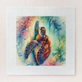 Hawksbill Sea Turtle 210724AREF122 - Watercolor ジグソーパズル (横)