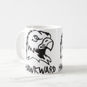 Hawkward -扱いにくいタカのしゃれ コーヒーマグカップ (正面左)