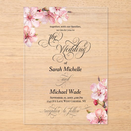 Hawthorn Acrylic Calligraphy Wedding Invitation アクリル招待状 (正面)