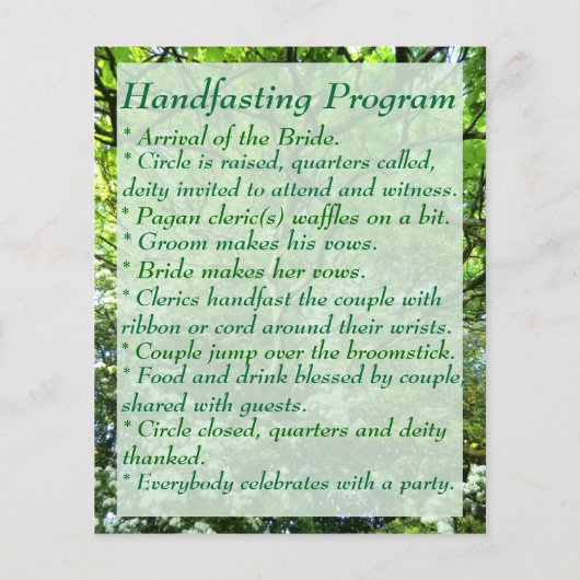 Hawthorn & Oak Handfasting Program with Notes (裏面)