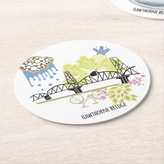 Hawthorne橋ポートランドコースター ラウンドペーパーコースター (アングル)