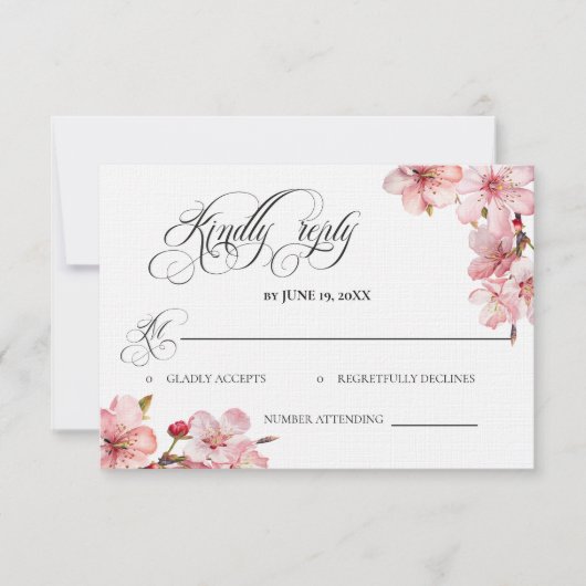 Hawthorne Calligraphy Wedding Kindly Reply card 出欠カード (正面)