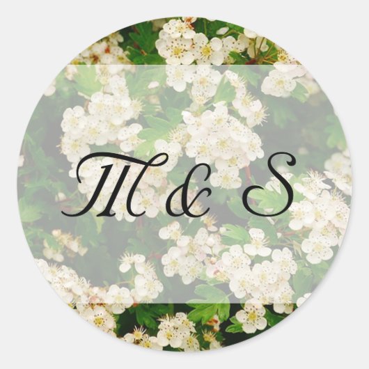 Hawthronの花の円形のステッカー ラウンドシール (正面)