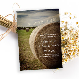 Hay 素朴 Bales Ranch Wedding Save the Date セーブザデート