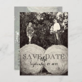 Hay Bales結婚写真DATEポストカードを保存 案内ポストカード (正面/裏面)