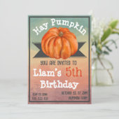 Hay Pumpkin Fall Birthday Party Invitation 招待状 (スタンド正面)