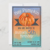 Hay Pumpkin Fall Birthday Party Invitation 招待状 (正面)