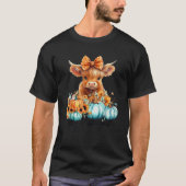 Hay s There Pumkin Highland Cow Fall Autumn Thanks Tシャツ (正面)