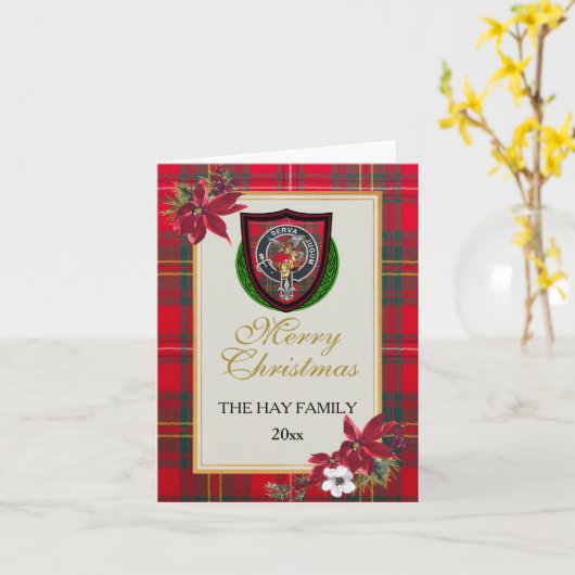Hay Scottish Clan Tartan & Crest カード (黄色い花)