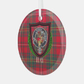 Hay Scottish Clan Tartan & Crest ガラスオーナメント (正面左)