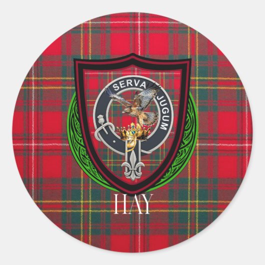 Hay Scottish Clan Tartan & Crest ラウンドシール (正面)