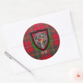 Hay Scottish Clan Tartan & Crest ラウンドシール (封筒)