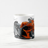 Hayabusaのオレンジのバイク コーヒーマグカップ (中央)