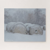 Haybails in a Snowstorm Jigsaw Puzzle ジグソーパズル (横)