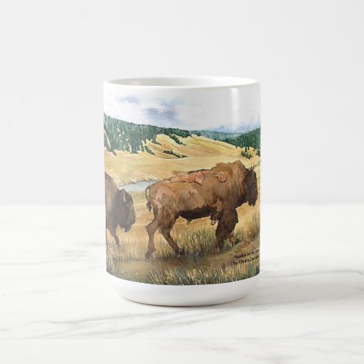 Haydenの谷のバイソンのイエローストーン国立公園 コーヒーマグカップ (中央)