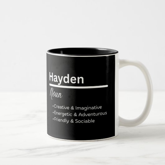 Hayden Boy Name Definition Personalized Mug ツートーンマグカップ (右)