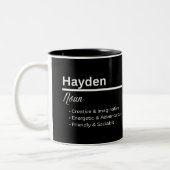 Hayden Boy Name Definition Personalized Mug ツートーンマグカップ (左)