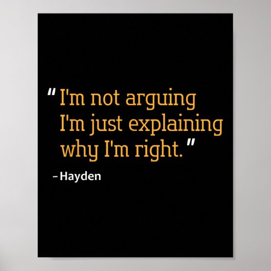 Hayden Gift Quote Funny Birthday Personalized Name ポスター (正面)