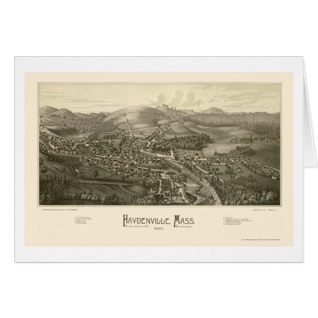 HaydenvilleのMAのパノラマ式の地図- 1886年 (正面横)