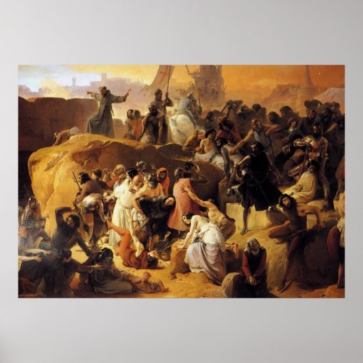 Hayez Fracesco-Crusaders Thirsting near Jerusalem ポスター (正面)