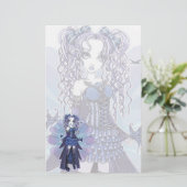 "Haylee"の紫色の入れ墨の蝶妖精の文房具 便箋 (スタンド正面)