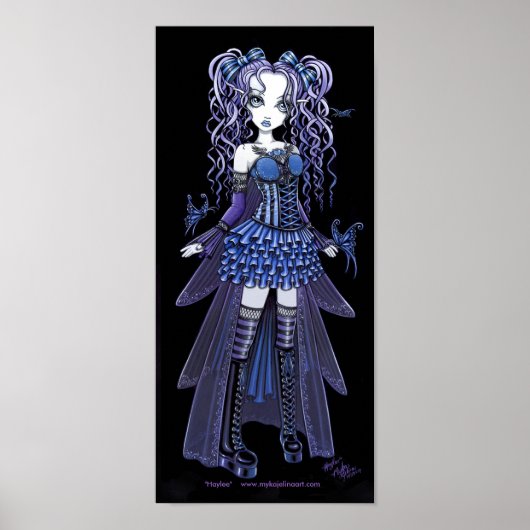 "Haylee"紫色のタトゥー蝶フェアリーのポスター ポスター (正面)