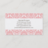 Hayleigh #1のピンクのダマスク織のシックな名刺 名刺 (裏面)