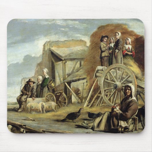Haymaking 1641年からのHaycart、かリターン マウスパッド (正面)
