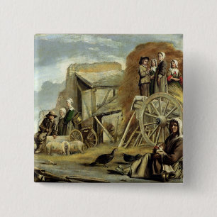 Haymaking 1641年からのHaycart、かリターン 缶バッジ