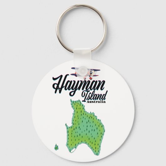 Hayman Island ビンテージ トラベル マップ キーホルダー (正面)