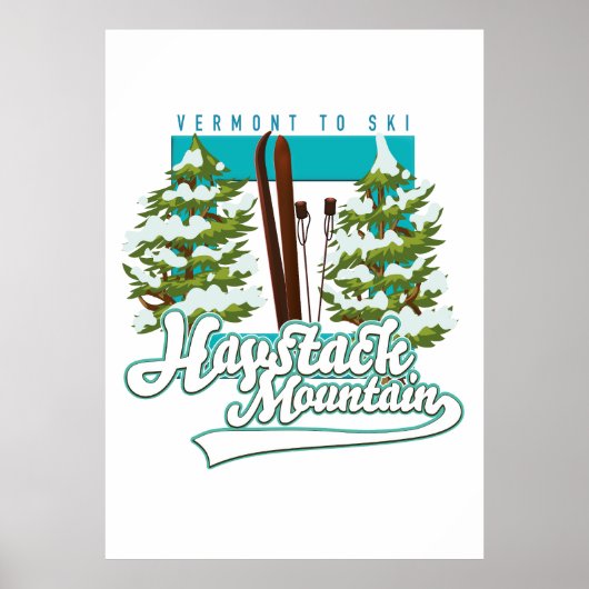 Haystack Mountain Vermont USAスキーロゴ ポスター (正面)