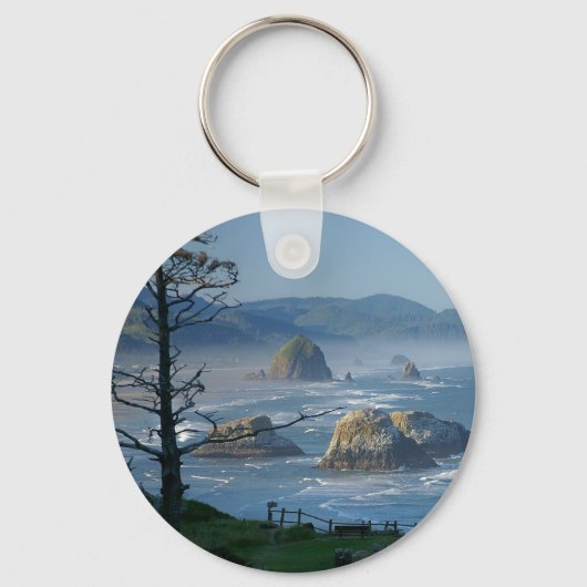 Haystack Rock, Cannonビーチ，オレゴン キーホルダー (正面)