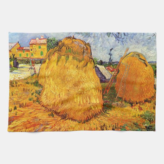 Haystacks in Provence by Vincent van ゴッホ キッチンタオル (横)