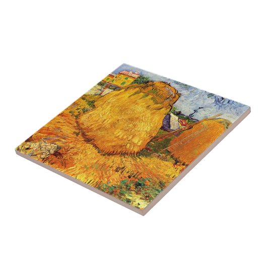 Haystacks in Provence by Vincent van ゴッホ タイル (側面)