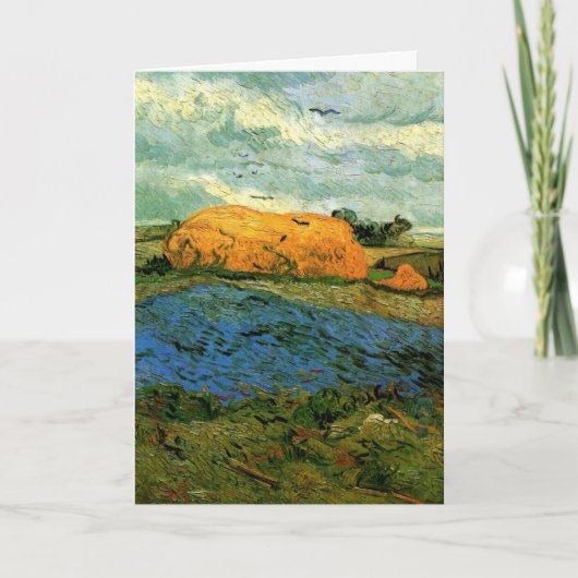 Haystacks Under a Rainy Sky by Vincent van ゴッホ カード (正面)
