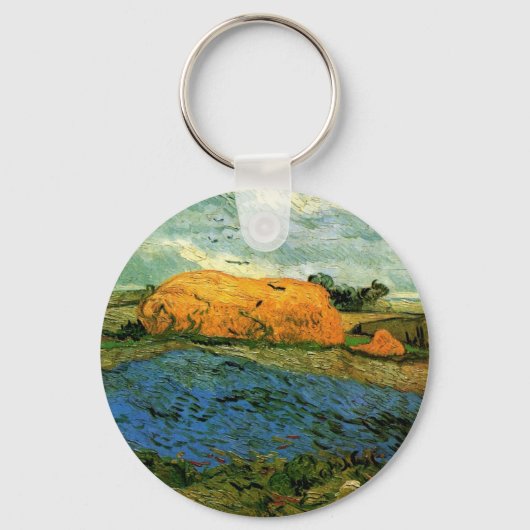 Haystacks Under a Rainy Sky by Vincent van ゴッホ キーホルダー (正面)