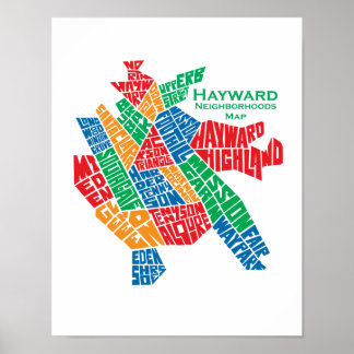 Haywardの近隣の地図ポスター11x17 ポスター
