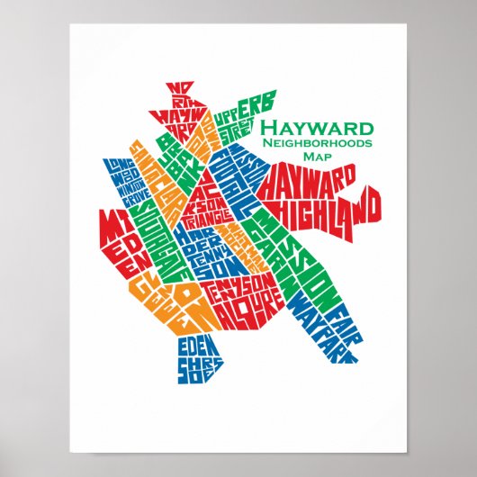 Haywardの近隣の地図ポスター11x17 ポスター (正面)