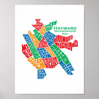 Haywardの近隣の地図ポスター8.5x11 ポスター
