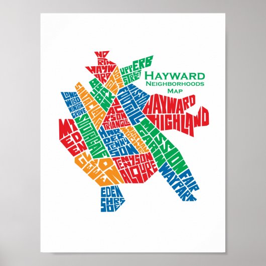 Haywardの近隣の地図ポスター8.5x11 ポスター (正面)