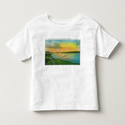 Hayward、カリフォルニアへの湾橋の空中写真 トドラーTシャツ (正面)