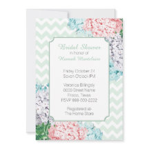 Hazdrangeas on Chevron Bridal Shower Invitation