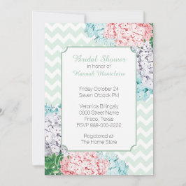Hazdrangeas on Chevron Bridal Shower Invitation 招待状