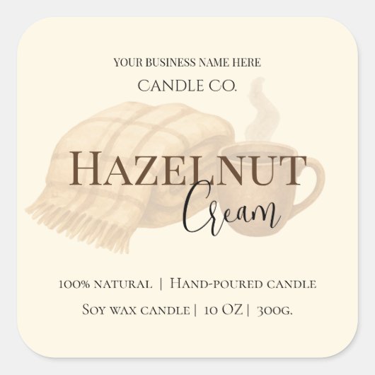 Hazelnut Cream | Cozy Neutral Soy Candle Label スクエアシール (正面)