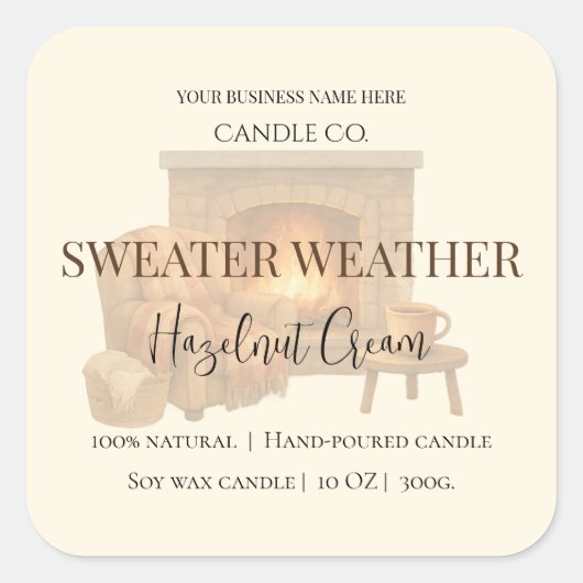 Hazelnut Cream | Cozy Neutral Soy Candle Label スクエアシール (正面)