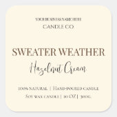 Hazelnut Cream | Cozy Neutral Soy Candle Label スクエアシール (正面)