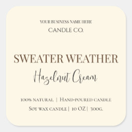 Hazelnut Cream | Cozy Neutral Soy Candle Label スクエアシール