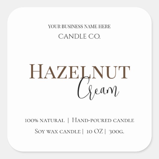 Hazelnut Cream | Cozy Neutral Soy Candle Label スクエアシール (正面)
