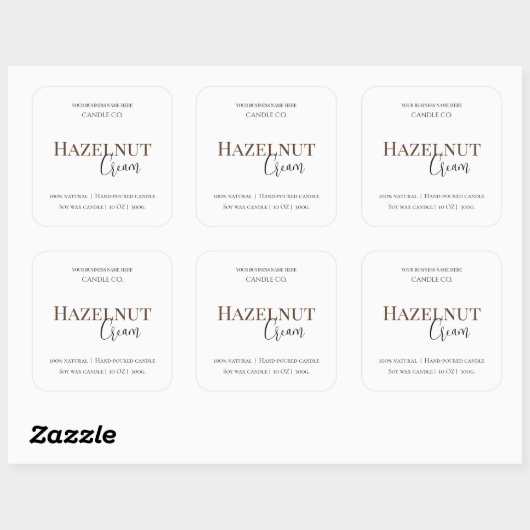 Hazelnut Cream | Cozy Neutral Soy Candle Label スクエアシール (シート)