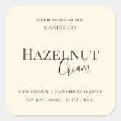 Hazelnut Cream | Cozy Neutral Soy Candle Label スクエアシール (正面)